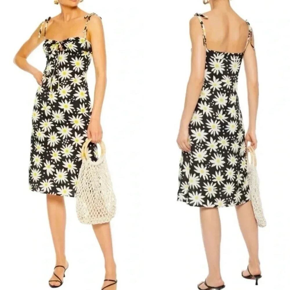 Solid & Striped Sz XS Lolita Daisy Floral A Line Dress Bustier Tie Straps Beach
